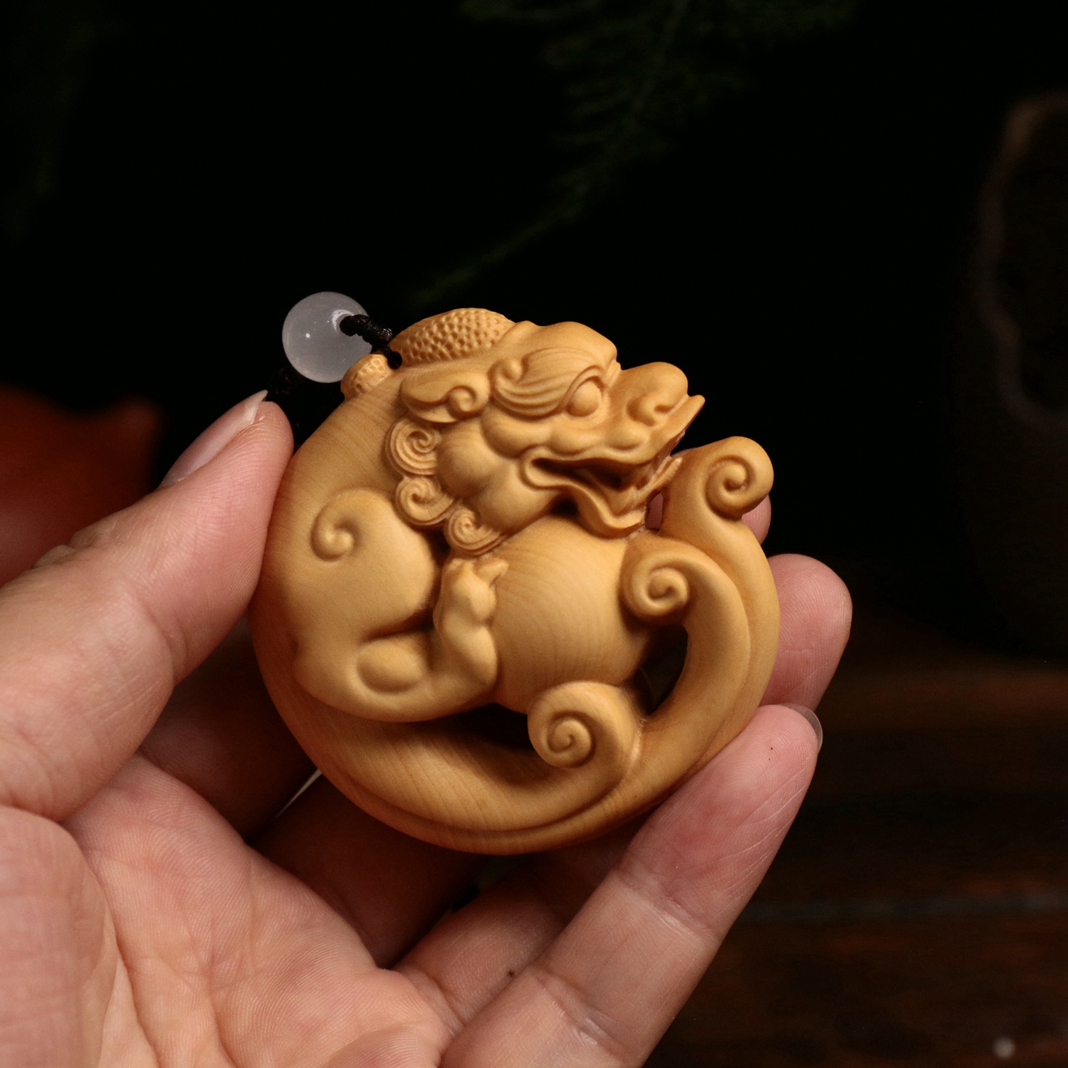 居舍小叶黄杨木有球必应手把件