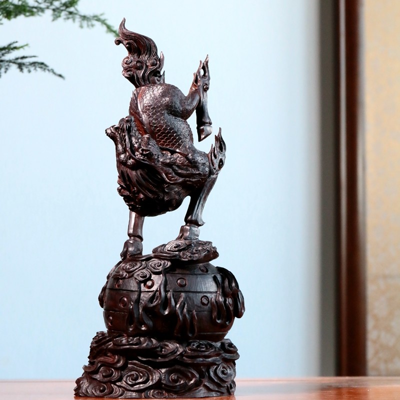 印度小叶紫檀木雕实木中式家居办公摆件手工雕刻工艺文化礼品麒麟