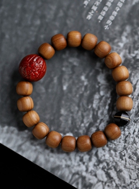 印度老山檀香实木雕刻守护神紫檀生肖本命佛10x11mm佛珠手链手串