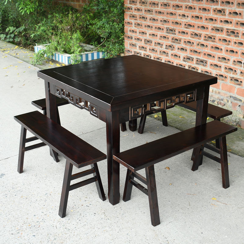 八仙桌饭店正方形桌子实木中式仿古方桌面馆四方餐桌家用桌椅组合