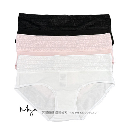 国内代购 CK内衣25秋款女装三条装性感蕾丝字母腰边棉质三角内裤