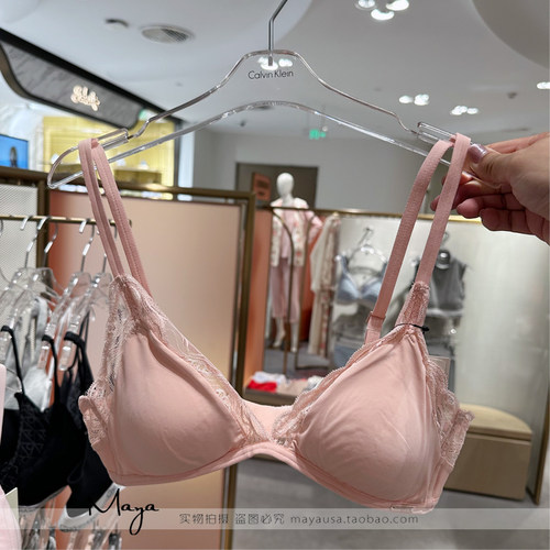 国内专柜代购 CK内衣25秋女士拼蕾丝薄垫三角杯性感文胸QF8469AD