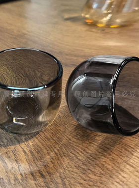 【疯抢】烟灰色扳指杯不烫手主人杯水晶杯家用中式养生酒杯玻璃杯