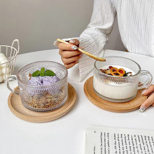 ins玻璃杯浮雕喝水杯太阳花牛奶早餐饮料果汁咖啡杯复古燕麦杯子