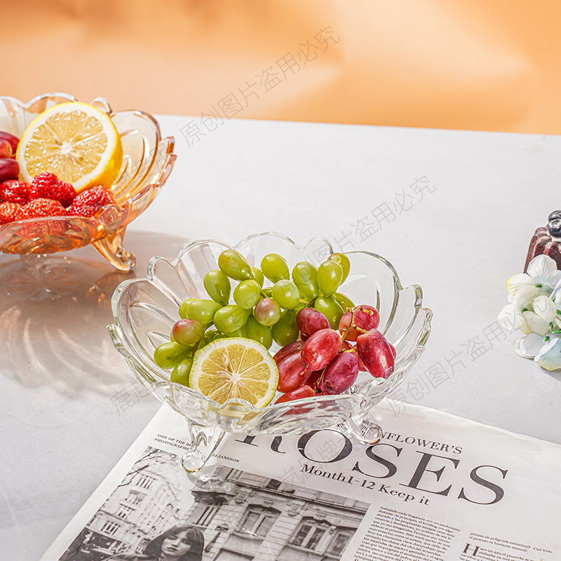 果盘玻璃盘家用干果盘三脚果盘