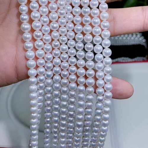 直播大漏：5.5-6mm左右冷白正圆微瑕高品质淡水珍珠项链福利款