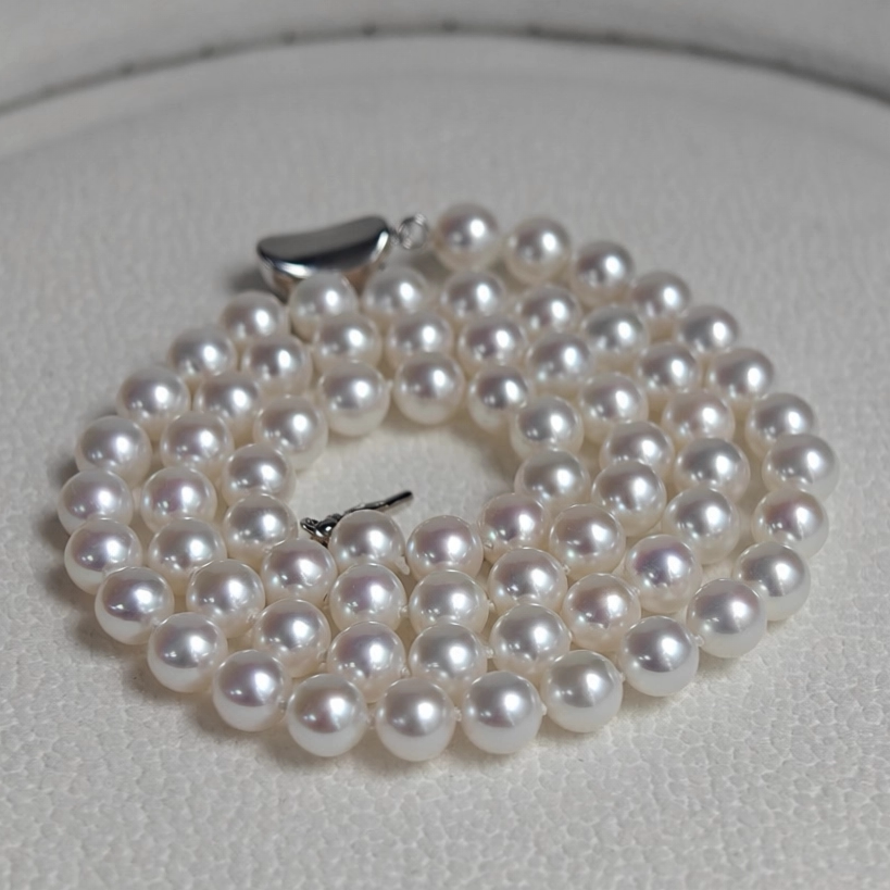 (新品)5-6-7mm极光近正圆基本无暇天然淡水无核珍珠项链
