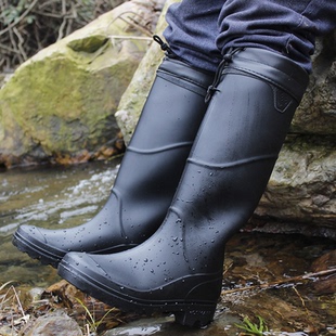 雨鞋男款高筒劳保防水防滑胶鞋加绒保暖钓鱼水鞋工地长筒雨靴