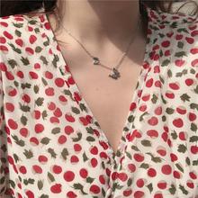 网红春夏蝴蝶吊坠不锈钢项链锁骨链简约短款女韩国气质可爱甜颈链