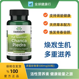 保税 美国Swanson珍珠草 Chanca Piedra 多面珍珠草500mg60粒胶囊