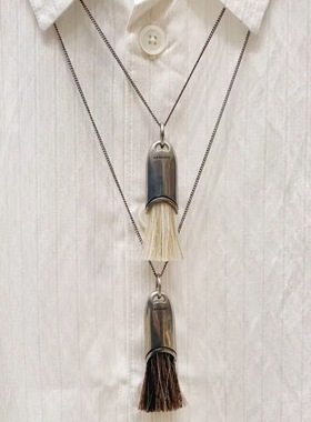 马鬃毛刷项链秋冬气质流苏毛衣链小众设计长款吊坠项链
