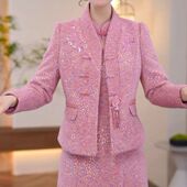 洋气保暖显瘦外套裙子套装 高档雪花绒两件套连衣裙2025冬新款 时尚