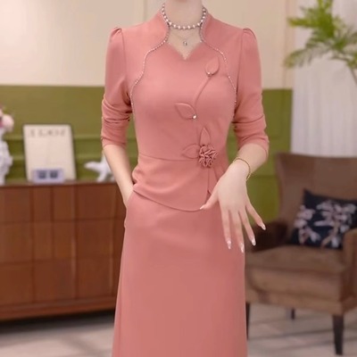 高档斜纹软精纺假两件礼服裙