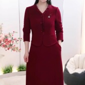 喜妈妈中长款 高级雪尼尔绒洋气假两件拼接连衣裙2025冬季 新款 裙子