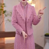 高档加厚雪花绒两件套连衣裙2025冬新款 洋气减龄保暖外套裙子套装