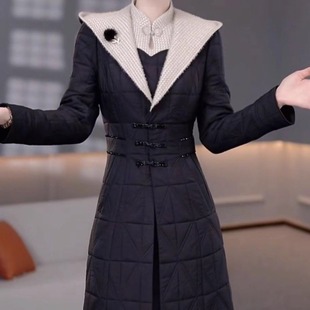 珍珠棉新中式改良旗袍裙外套套装2025冬季新款遮肚子两件套连衣裙