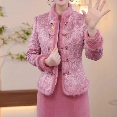 高档蓄热棉加棉棉服加厚连衣裙