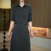 新款 高级雪花绒加厚洋气时尚 连衣裙2025冬季 减龄优雅显瘦百搭裙子