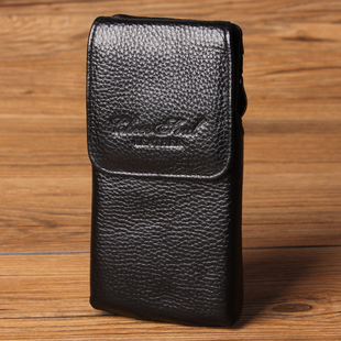 真皮腰包男士 手机套苹果X 穿皮带手机包5.5寸5.8寸6.5寸牛皮竖款