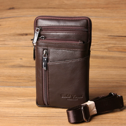 Мужская кожаная коралловая поясная сумка для отдыха, 6.5 дюймов, 6.8 дюймов, 7 дюймов, широкий экран, воловья кожа, из натуральной кожи