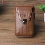 Кожаная двухэтажная поясная сумка, мобильный телефон, ремень, воловья кожа, 5.5 дюймов, 5.7 дюймов, 6 дюймовая, из натуральной кожи