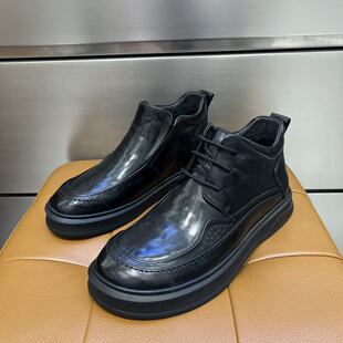 第六感男鞋冬季新款牛皮加棉潮流百搭舒适保暖男鞋时尚百搭男鞋