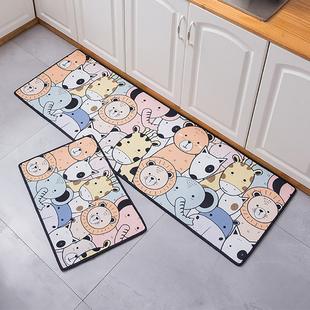 卡通简约厨房地垫夏季 吸水吸油家用耐耐磨脏脚垫长条防滑地毯垫