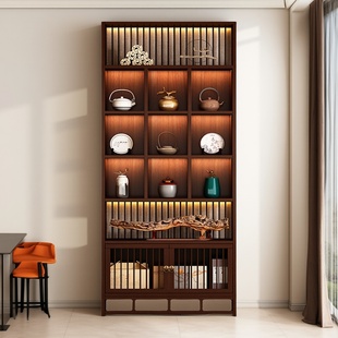 新中式博古架实木隔断式茶室展示柜客厅收藏柜现代简约收纳多宝格