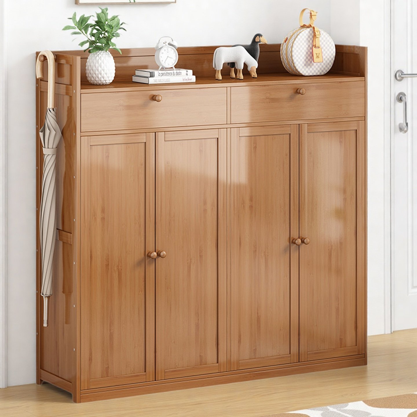 鞋柜收纳柜一体靠墙家用多层带抽屉鞋架子2026新款楠竹多功能柜子,住宅家具,鞋架,淘宝优惠券,粉丝福利购,淘宝优惠卷