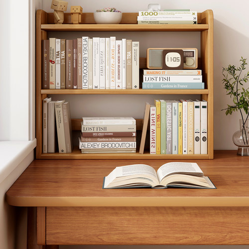 全实木桌面小型书架置物架收纳架