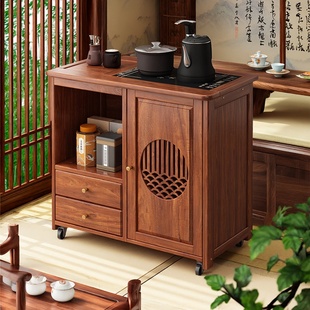 实木茶几茶车移动茶桌小茶台烧水壶一体家用茶水柜阳台小户型茶柜