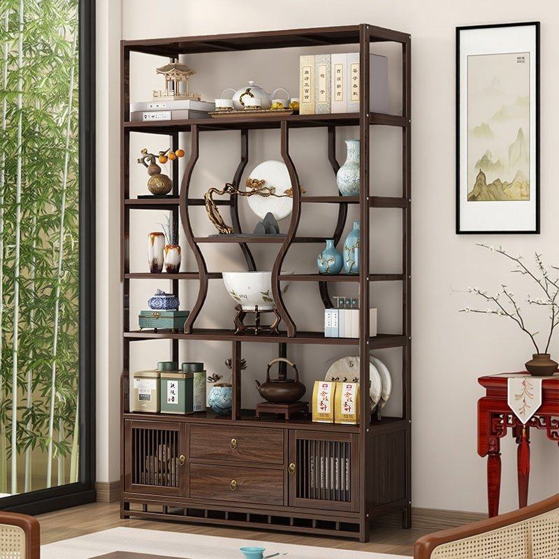 新中式博古架客厅书房多层茶室茶叶展示柜收纳置物架复古2026新款,住宅家具,多宝格/博古架,淘宝优惠券,粉丝福利购,淘宝优惠卷