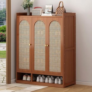 鞋架家用门口藤编门入户玄关大码鞋子储物收纳柜简约多层楠竹鞋柜