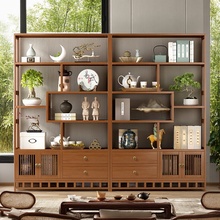 博古架实木中式多宝阁茶叶置物架茶室展示柜茶具收纳架楠竹展示柜
