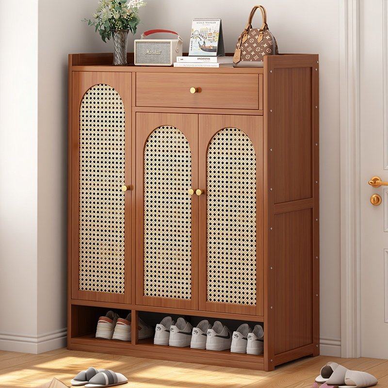 多层鞋架家用门口收纳柜塑藤编门板大码鞋子储物鞋柜简约现代防尘