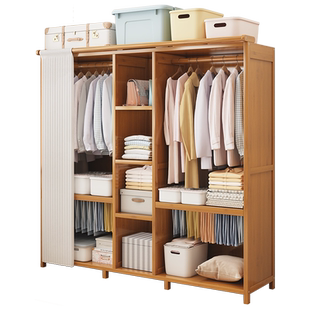 衣柜家用卧室出租房用经济型实木简易组装拉帘布衣橱2026新款爆款