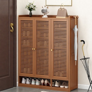 鞋柜家用门口室内楼道外简易收纳多层柜子2026新款入户竹制鞋架子