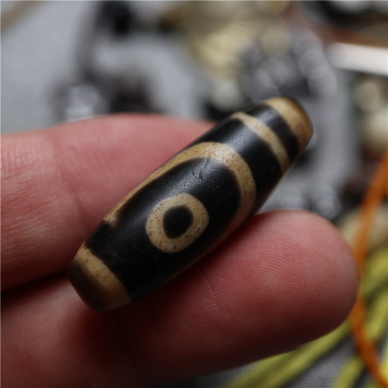 〓包老〓特价精品厚实清代老料器如意两眼天珠西藏手工散配珠A09