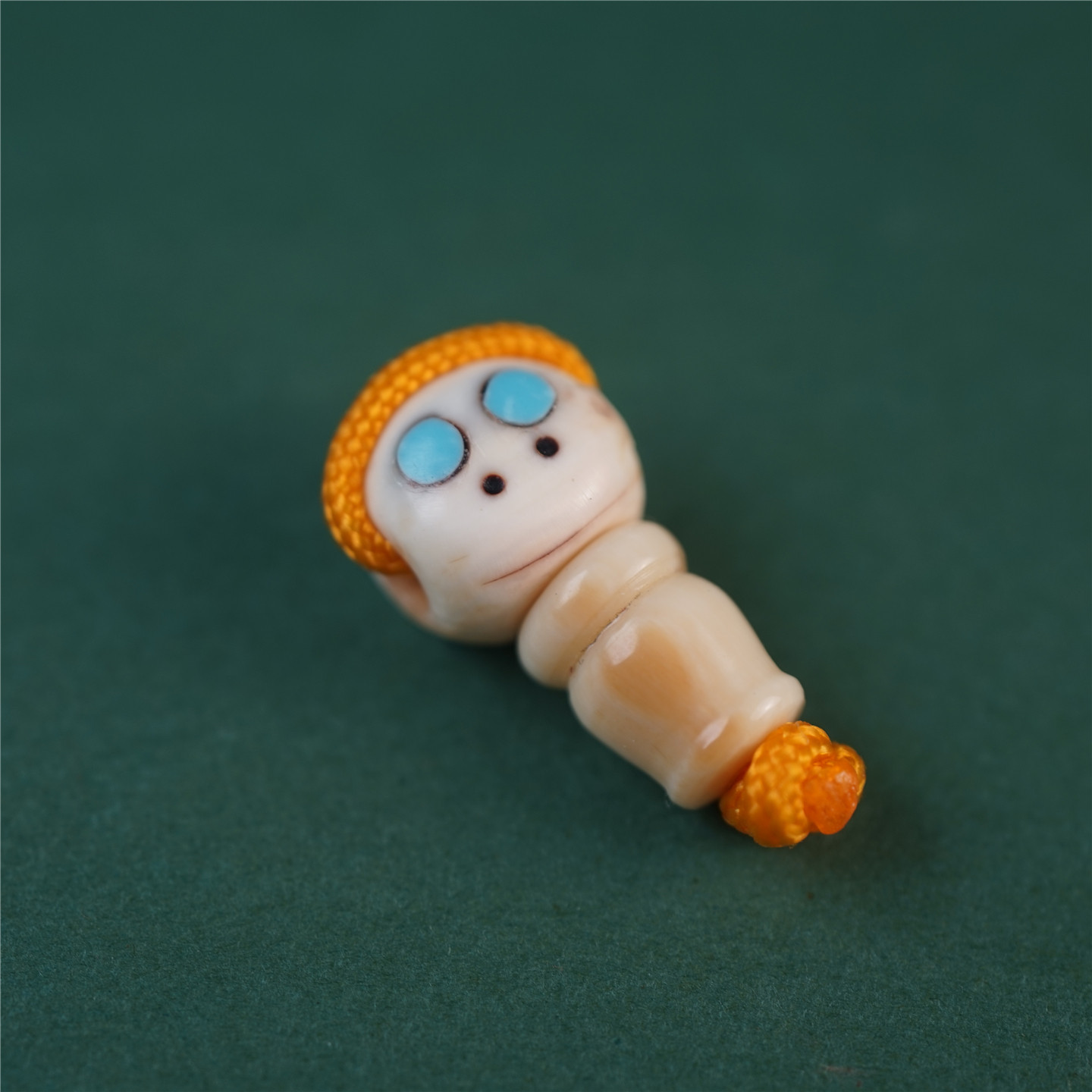 一物一图 精品西藏传手工高白猛犸牙雕文玩三通阿呆配珠菩提三通