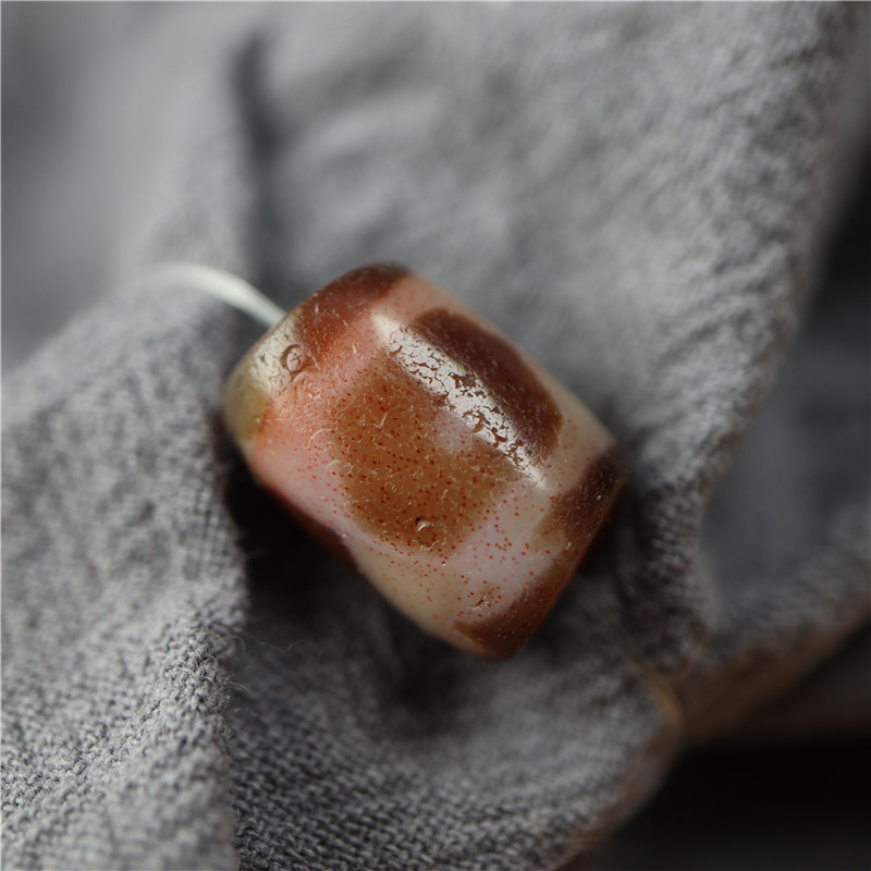 标本级别满朱砂粉嫩色千年坛城三眼天珠西藏老玛瑙天珠高档配珠子