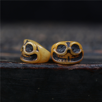 天然牦牛骨雕刻骷髅配珠大肠珠