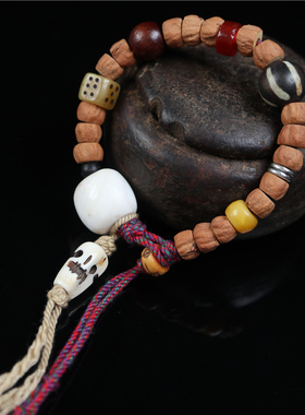 手围13cm 女款原创柏香子手链天然骨珠海螺配珠藏式文玩手串