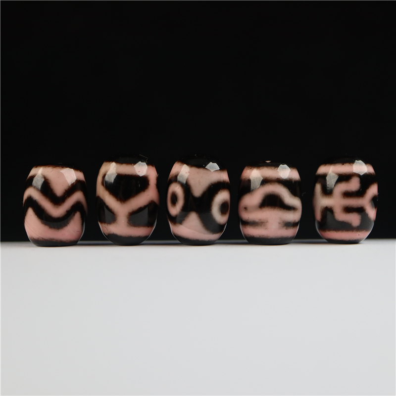 小精品西藏天然玛瑙天珠水纹三眼菩提叶仿朱砂色文玩手串隔珠散珠