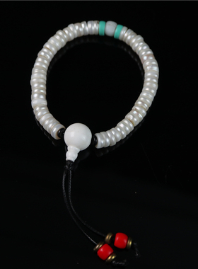 包老西藏藏式精品素白老珍珠手串手盘老佛珠颗颗老磨损手工文玩串