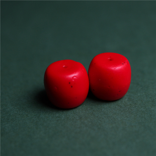 〓包老〓精品西藏清代红雪巴配珠一对藏区夏尔巴手工血巴红琉璃珠