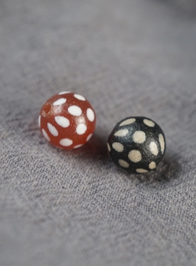 10mm藏饰黑色红色蚀花珠满天星精品配珠菩提文玩配串隔珠腰珠散珠