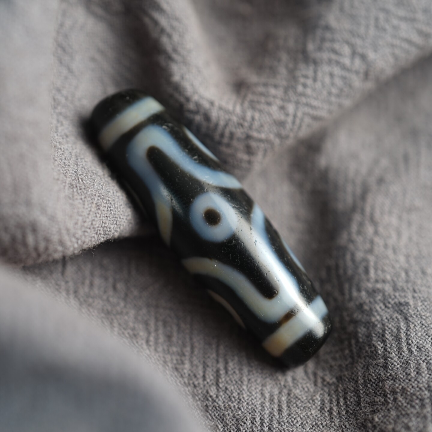 天然玛瑙老台湾至纯天珠少见精品蓝沁十字金刚六眼天珠吊坠项链坠