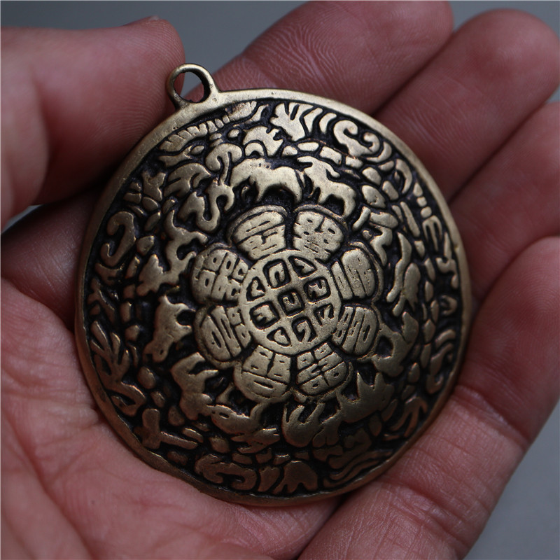 精品复刻西藏九宫八卦牌吊坠少见藏式佛牌凸版大猪鼻九宫牌挂坠