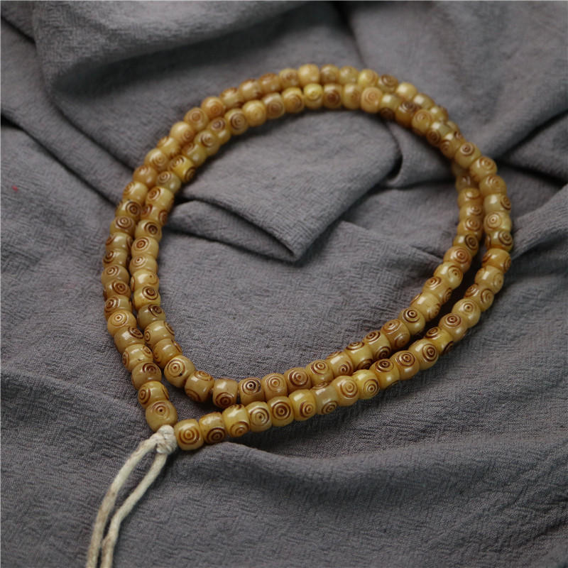 保真西藏传天然牦牛骨雕刻咒点佛珠108颗手串藏式骨珠文玩玉化