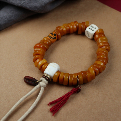 西藏藏式风格搭配天然灵骨手串持